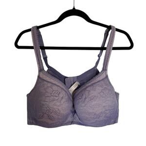 Cacique Lightly Lined Balconette Lace Bra Underwire Light Purple 42D